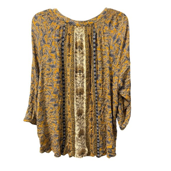 Mason & Belle Paisley Sleeve Blouse Sz 2X Yellow Gray - Picture 9 of 11